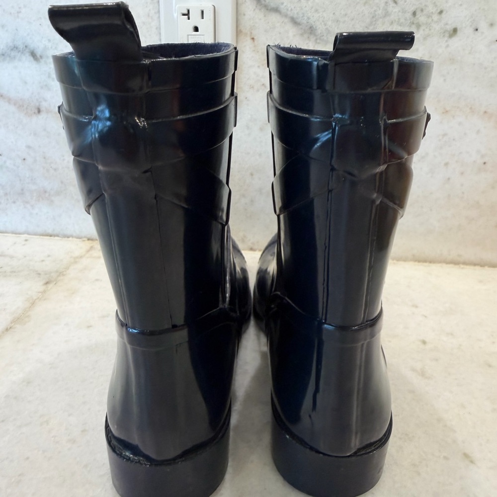 Coach Black Waterproof Rubber Buckle Rain Boots - Picture 6 of 12